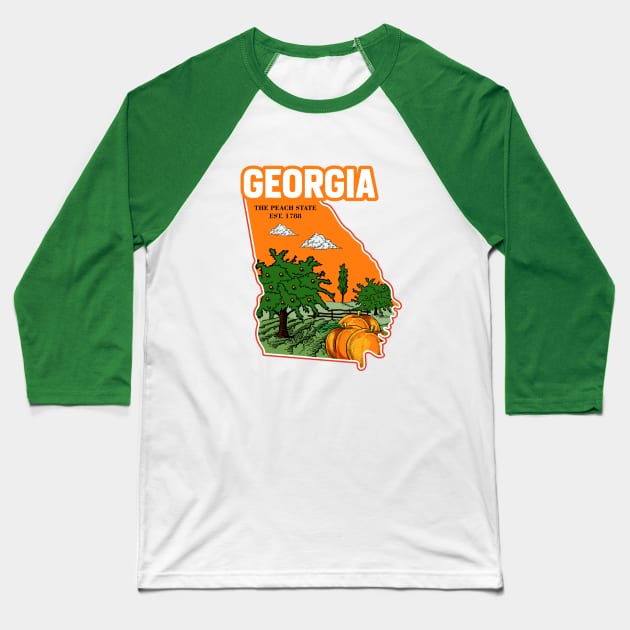 Georgia and peach Baseball T-Shirt by My Happy-Design